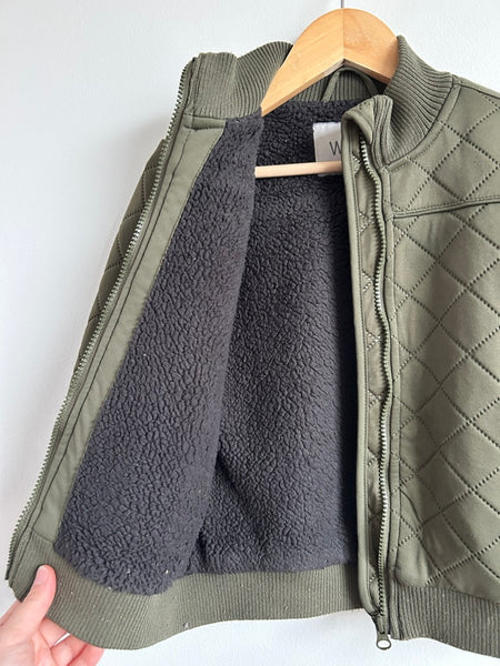 Wheat Olive Green Fleece Lined Quilted Jacket • 5-6 years
