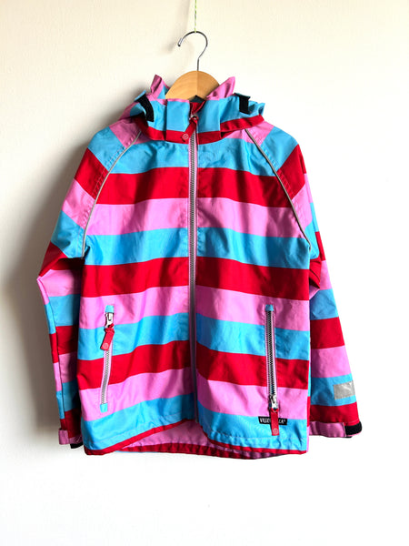 Villvervalla Pink, Blue, Red Striped Rainjacket • 9-10 years (134cm)