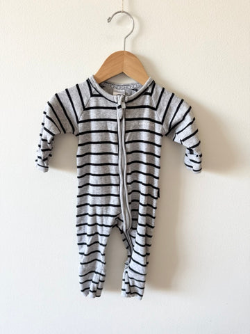 Bonds Ribbed Striped Wondersuit Grey and Black • 0-3 months