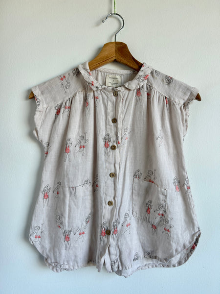 Yellowpelota Linen Button Up Short Sleeve Dress • 3-5 years