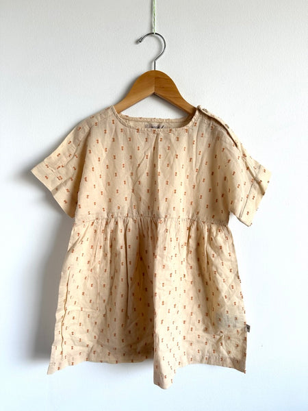 Wheat Yellow Cotton Dress with Embroidered Detailing • 4-5 years
