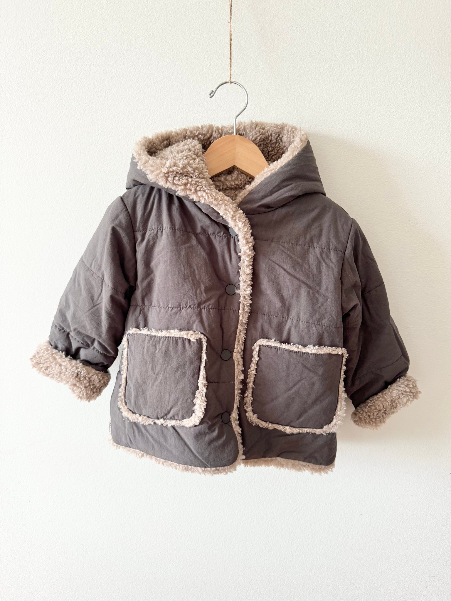 Zara Button Up Fuzzy Jacket • 18-24 months