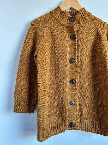 Nooks Merino Wool Yellow-y Brown Cardigan • 6-7 years (approx)