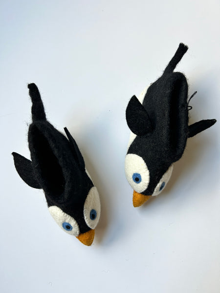 SewHeartFelt Felted Wool Penguin Slippers • 6-7c (6.5" long)