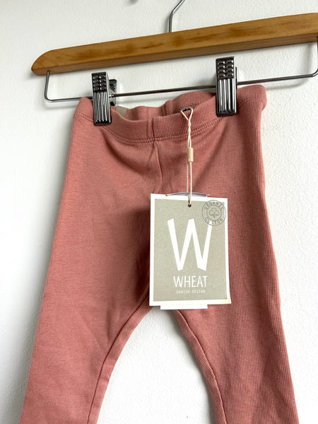 NEW Pink Ribbed Wheat Leggings • 6-12 months
