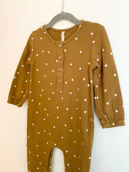 Quincy Mae Brown Polka Dot Romper • 18-24 months