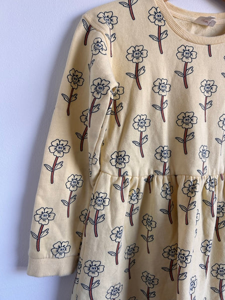 Seed Heritage Light Yellow Long Sleeve Flowers Sweatshirt Dress • 7-8 years