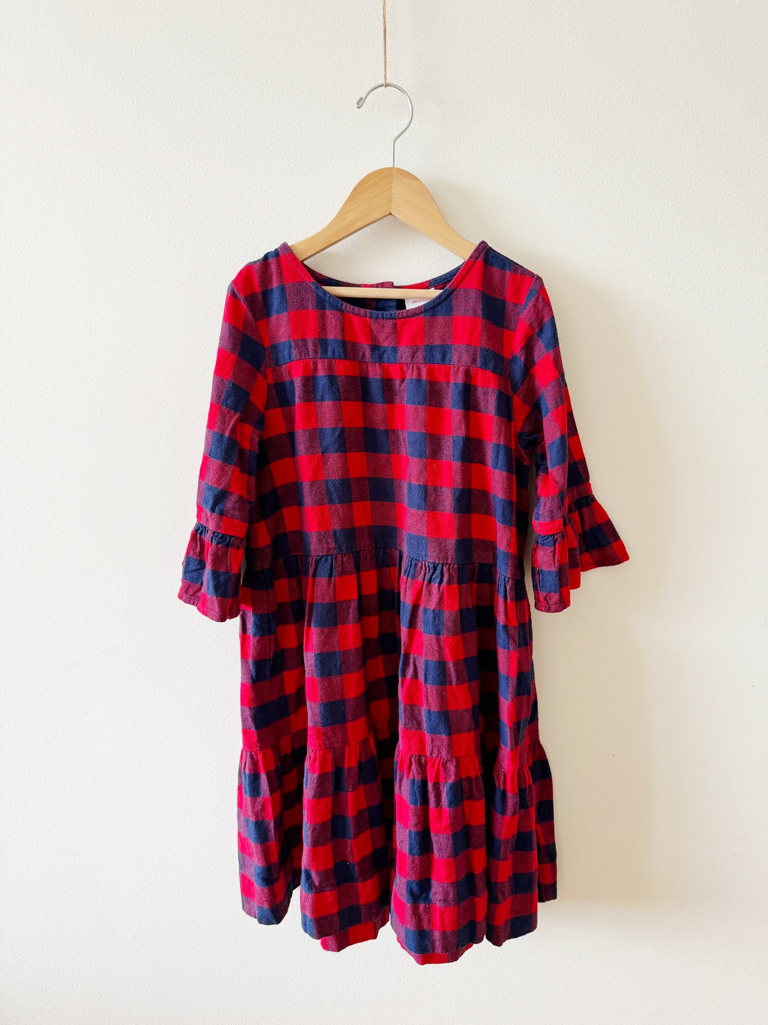 Hanna Andersson Red and Navy Gingham Dress • 8 years