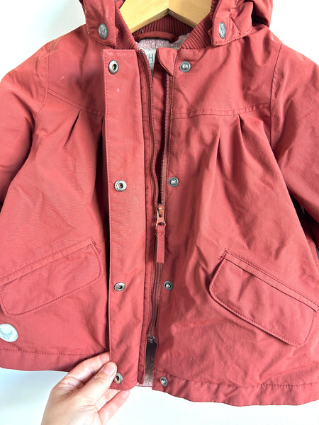 Wheat Maroon and Floral Lined Jacket • 18 months