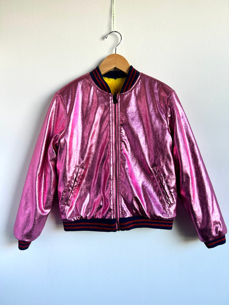 Marc Jacobs Reversible Fuzzy Yellow/Metallic Bomber Jacket • 8-11 years