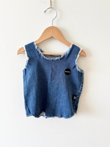 Nununu Distressed Cotton Denim Tank Top • 2-3 years