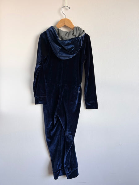 PK Beans Blue Velour Hooded Jumpsuit • 4-5 years