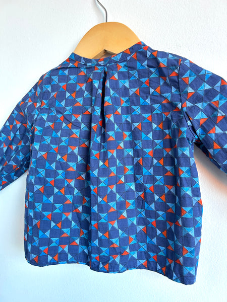 Oso and Me Button Up Blue Cotton Shirt • 6-12 months