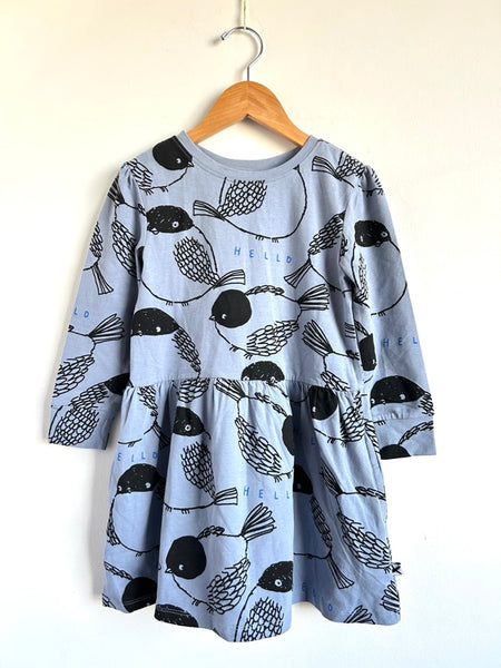 Minti Melbourne Birds Blue Long Sleeve Dress • 4 years