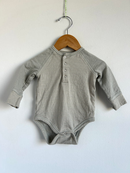 Pehr Blue Stripe Button Onesie • 3-6 months