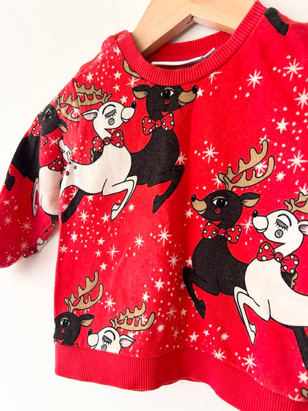 Mini Rodini Reindeer Red Sweatshirt • 6-12 months (68-74cm) *