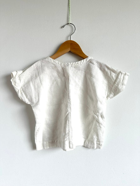 Rain People White Linen Tee • 2-3 years
