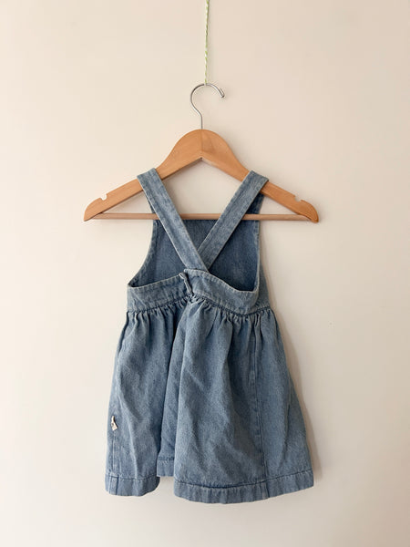 Les Petits Natures Denim Pinafore Style Dress • 1-2 years *