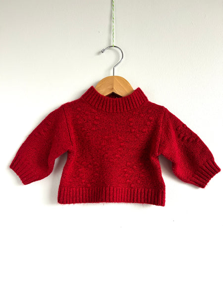 Gap Red Mockneck Textured Sweater • 0-3 months