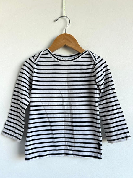 Bonds White and Black Stripe Long Sleeve • 18-24 months