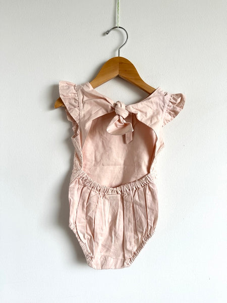 Nest & Nurture Pink Lace Tie Romper • 2T