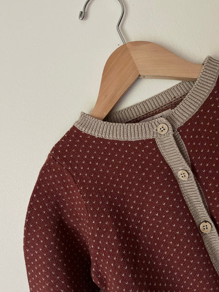Wheat Red Button Cardigan • 12-18 months