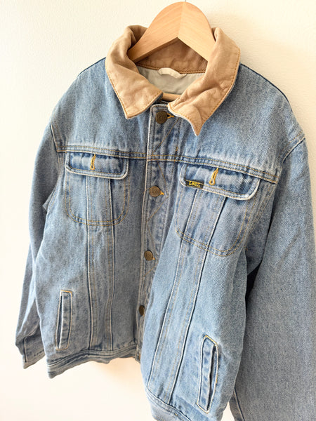 Vintage Lee Lined Denim Jacket with Brown Collar • 8-11 years (Medium)