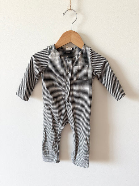 Gray Label Black and White Striped Romper • 3-6 months