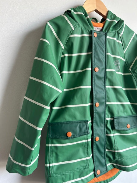 Souris Mini Lined Striped Green Rainjacket • 6 years