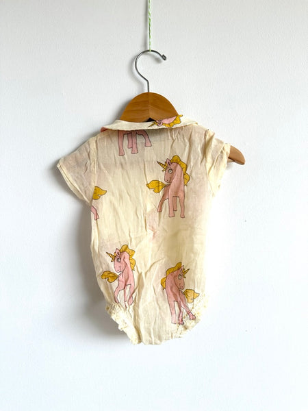 Mini Rodini Unicorn Collared Onesie • 3-6 months