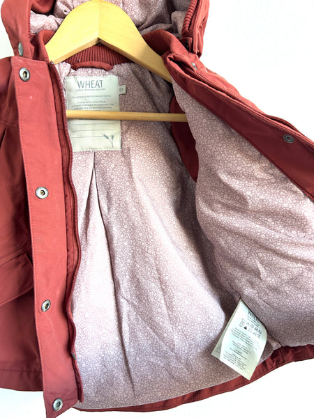 Wheat Maroon and Floral Lined Jacket • 18 months