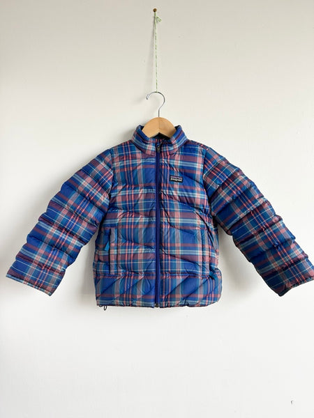 Patagonia Blue Plaid Puffer Jacket • 4-6 years