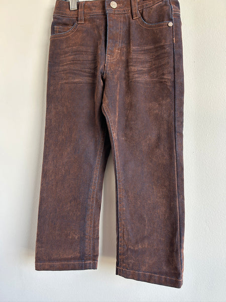 Souris Mini Brown Stretchy Jeans with Cactus on Pocket • 4-5 years