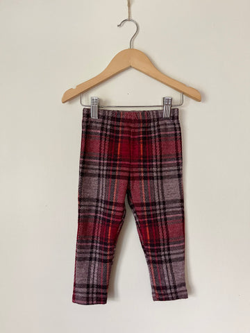 Next Red Plaid Leggings • 18-14 months