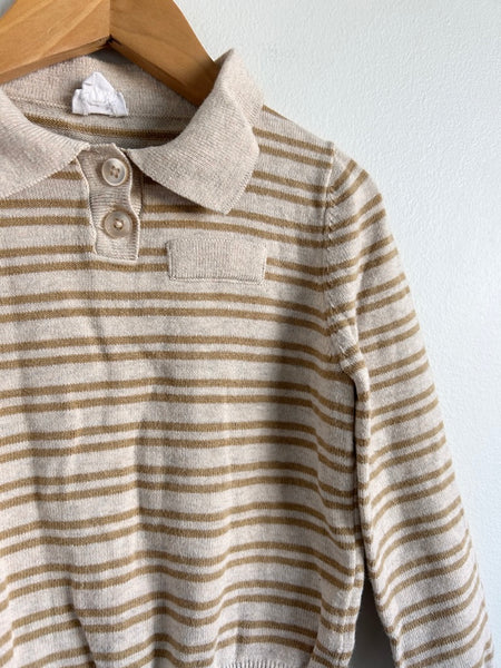 Jamie Kay Striped Cream and Gold Collared Shirt • 3 years
