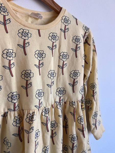 Seed Heritage Light Yellow Long Sleeve Flowers Sweatshirt Dress • 7-8 years