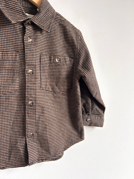 Zara Cotton Brown Tiny Gingham Shacket • 4 years