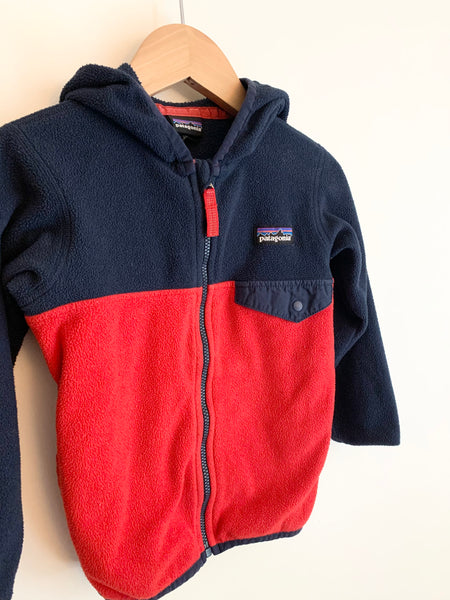 Patagonia Red and Blue Zip Up Fleece Hoodie • 3 years