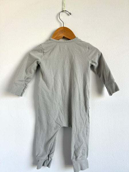 Pehr Light Grey Button Romper • 3-6 months