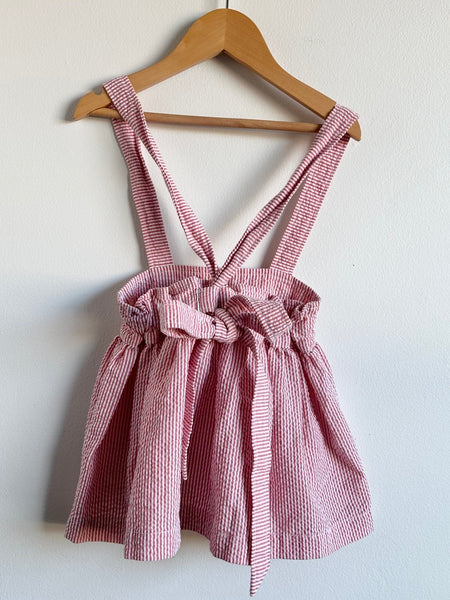 Nest and Nurture Striped Seersucker Suspender Dress • 2-4 years