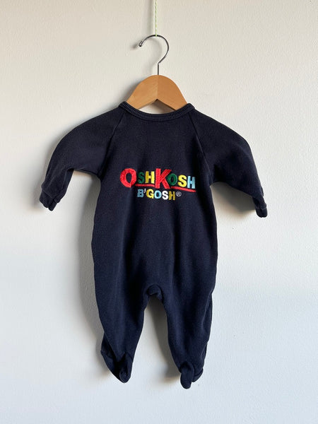 Vintage OshKosh Ribbed Blue Footie Romper • 0-3 months (small, up to 14 lbs)