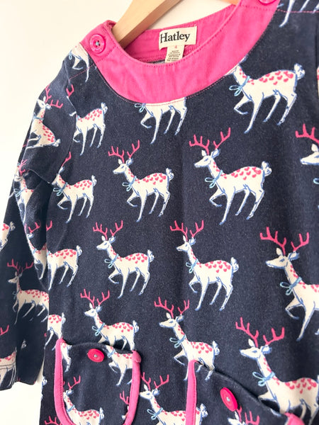 Hatley Reindeer Blue Dress • 4 years *