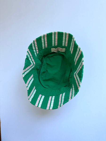 The Animals Observatory Green Striped Bucket Hat • 6-12 years