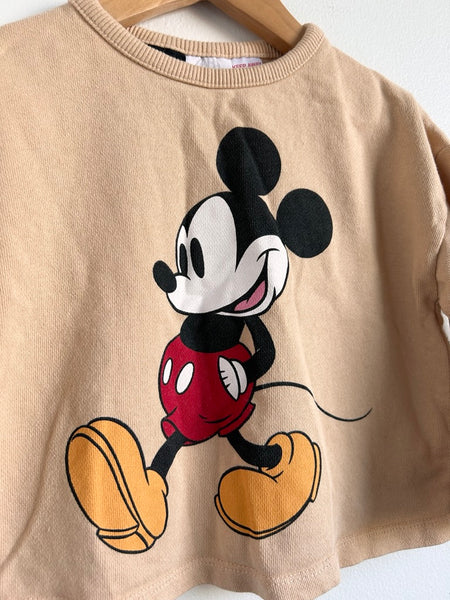 Zara x Disney Mickey Tan Sweatshirt • 1-2 years