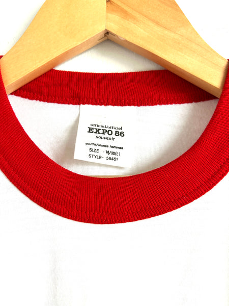 NEW Vintage Expo 86 T-Shirt with Red Trim • 8-10 years