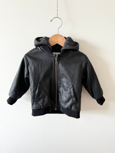 Zara Hooded Leather Jacket • 6-12 months