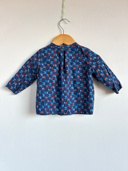 Oso and Me Button Up Blue Cotton Shirt • 6-12 months