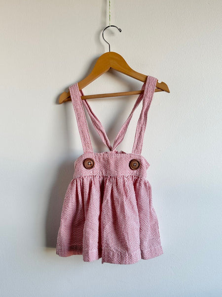 Nest and Nurture Striped Seersucker Suspender Dress • 2-4 years