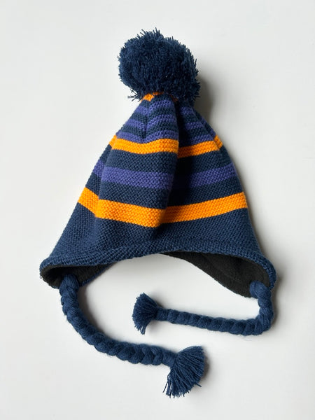 Kombi Fleece Lined Blue Knit Toque with Pom Pom • 2-6 (One Size)
