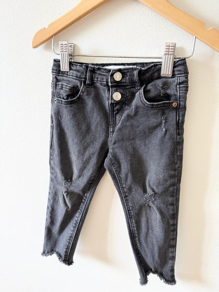 Zara Black Distressed Denim Pants • 12-18 months